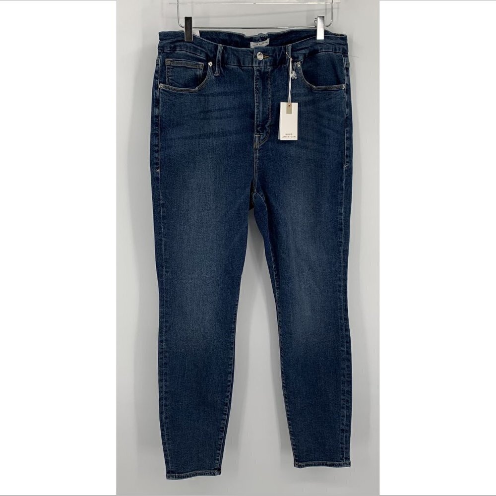 Good American Good Legs skinny Tummy Tech high rise ankle jeans stretch new 16 - Picture 2 of 5